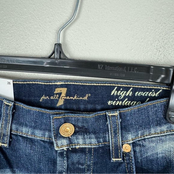 7 For All Mankind High Waist Vintage Bootcut Jeans Women's 26 Distressed NEW - Picture 6 of 9